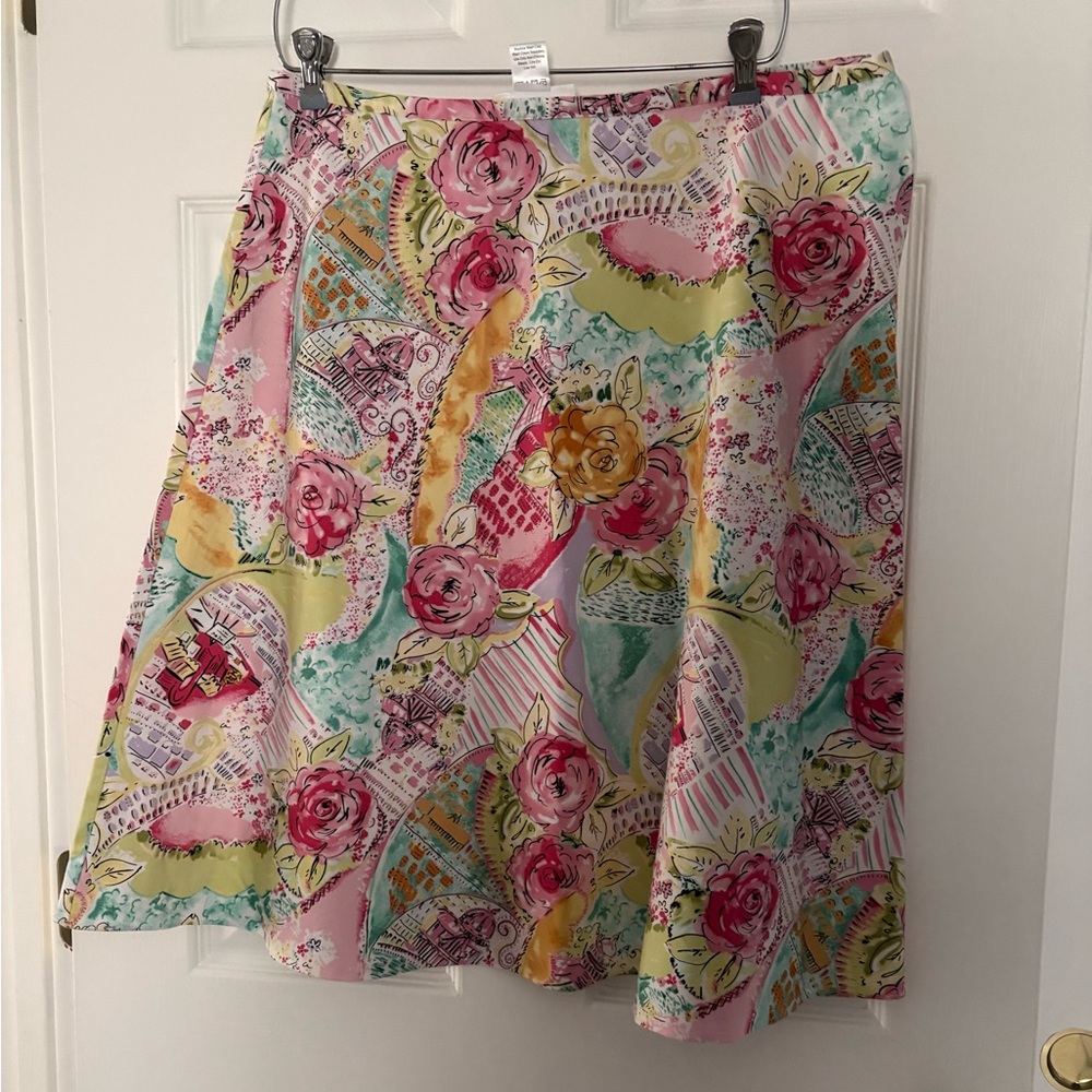 Chadwick's Pink & Yellow Floral Print Skirt - Picture 10 of 10